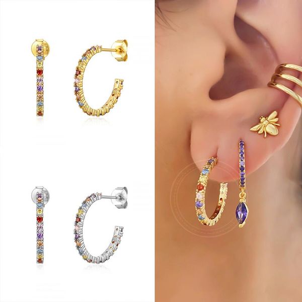 stud 925 sterling silver rainbow zircon c-shape earring for women piercing pendiente climber european fashion jewelry earrings, Golden;silver
stud 925 sterling silver rainbow zircon c-shape earring for women piercing pendiente climber european fashion jewelry earrings, Golden;silver