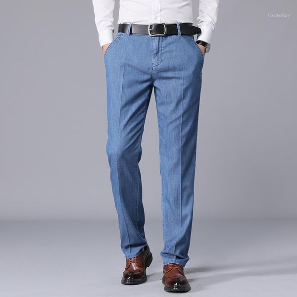 men's jeans men's soft stretch slim fit denim basic thin tencel business casual elastic comfort straight pants1, Blue
men's jeans men's soft stretch slim fit denim basic thin tencel business casual elastic comfort straight pants1, Blue