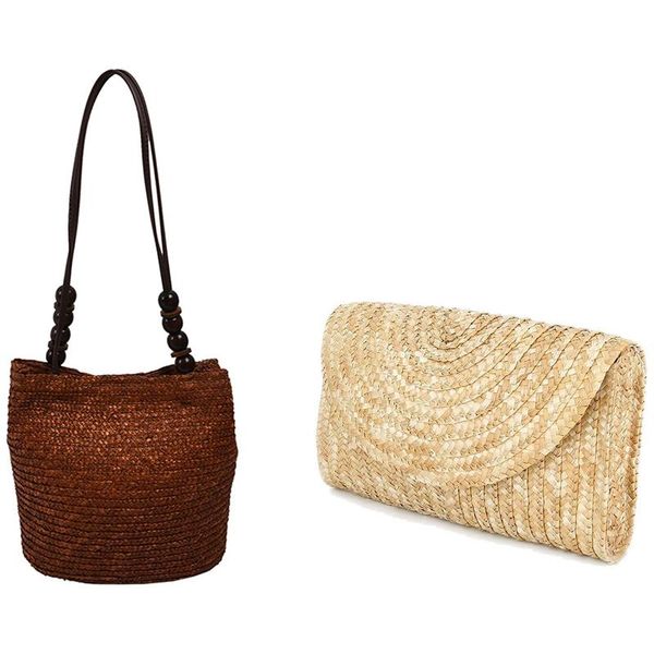 evening bags 2 pcs straw clutch purses for women summer beach handbags, 28 x 18 5cm & 26 25cm
evening bags 2 pcs straw clutch purses for women summer beach handbags, 28 x 18 5cm & 26 25cm