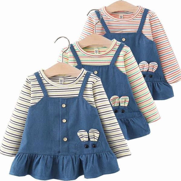girl's dresses winter fall girls splicing denim dress long sleeve clothes children kids costumes born baby rompers vestidos 18 m3 4 y, Red;yellow
girl's dresses winter fall girls splicing denim dress long sleeve clothes children kids costumes born baby rompers vestidos 18 m3 4 y, Red;yellow
