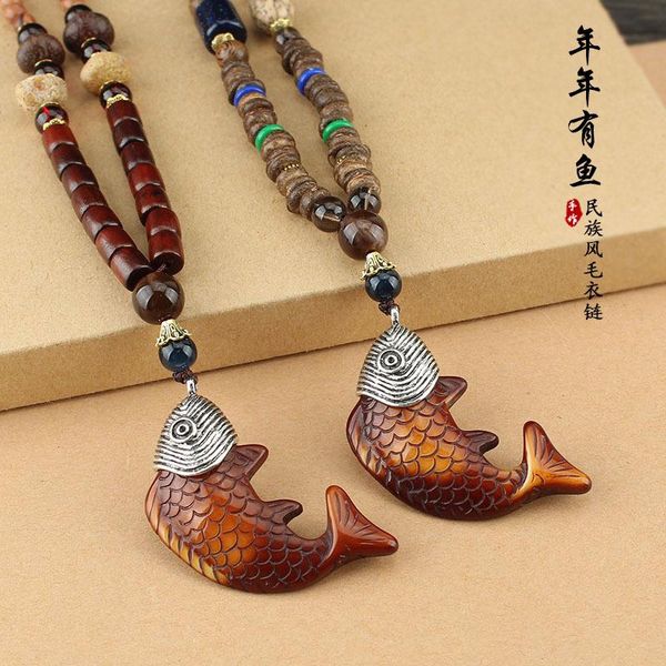 pendant necklaces ethnic style fish sweater chain long wood bead necklace men and women hundred matching jewelry, Silver
pendant necklaces ethnic style fish sweater chain long wood bead necklace men and women hundred matching jewelry, Silver