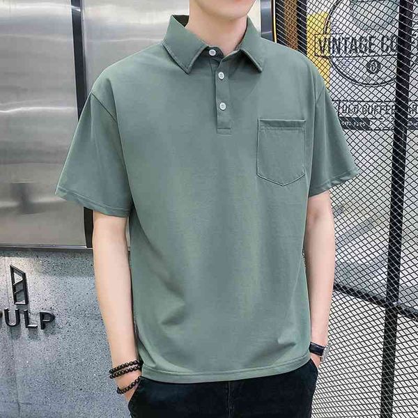 summer men's short sleeve solid color leisure simple loose collar polo shirt with pocket t-shirt fashion, White;black
summer men's short sleeve solid color leisure simple loose collar polo shirt with pocket t-shirt fashion, White;black