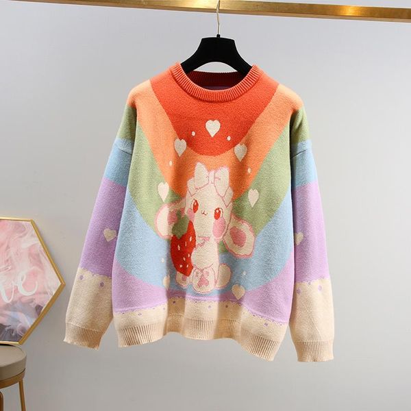 autumn winter rainbow sweater japanese soft women loose pullover long sleeve sweaters pullover 2021 students lovely wear, White;black
autumn winter rainbow sweater japanese soft women loose pullover long sleeve sweaters pullover 2021 students lovely wear, White;black