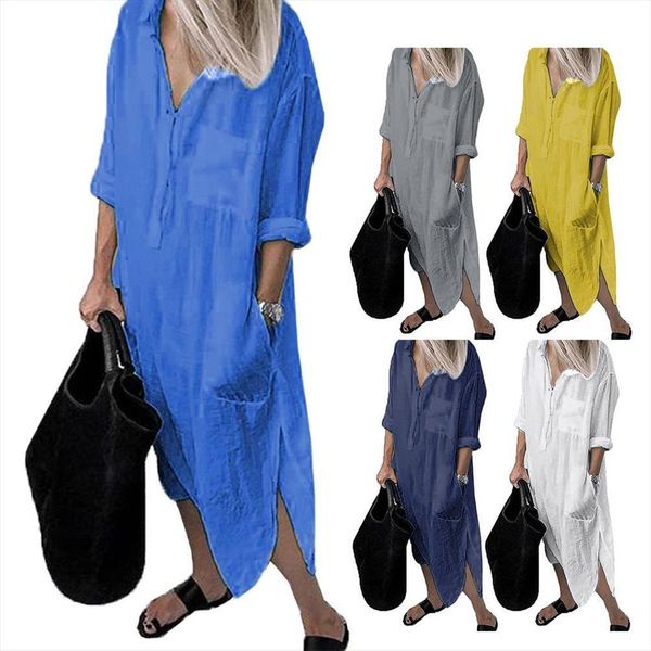 loose casual turn down womens dress collar short sleeve with pockets side slitting hem shirt mixi, Black;gray
loose casual turn down womens dress collar short sleeve with pockets side slitting hem shirt mixi, Black;gray