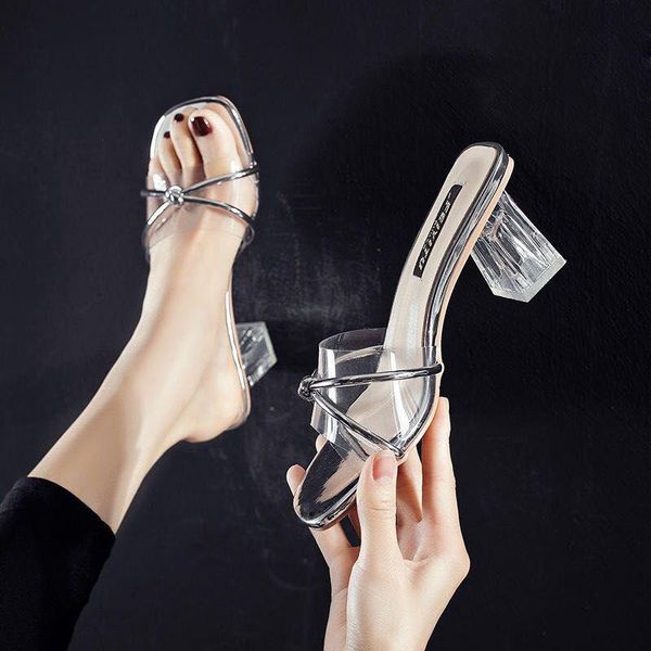 dress shoes women's sandals 2021 outerwear fashion wild high-heeled thick with transparent crystal heel women, Black
dress shoes women's sandals 2021 outerwear fashion wild high-heeled thick with transparent crystal heel women, Black
