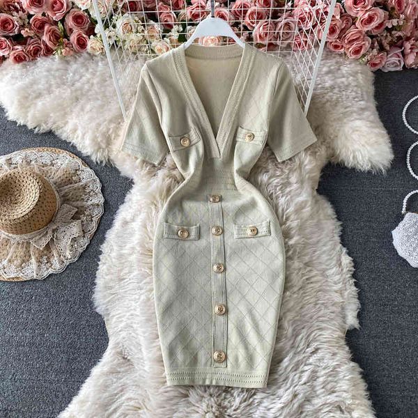 casual dresses summer women korean v-neck short sleeve knitted office button elegant buttocks bodycon dress ladies vestidos g, Black;gray
casual dresses summer women korean v-neck short sleeve knitted office button elegant buttocks bodycon dress ladies vestidos g, Black;gray