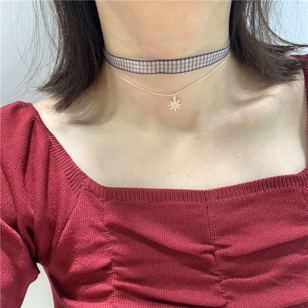 hbp fashion south korea east gate necklace blue lattice choker girl star clavicle chain short student neck band collar, Silver
hbp fashion south korea east gate necklace blue lattice choker girl star clavicle chain short student neck band collar, Silver