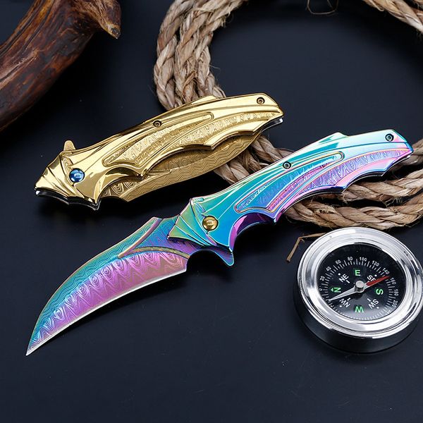 color gold flow pattern cool folding knife high hardness color gold folding knife field self-defense handle accords with ergonomics
color gold flow pattern cool folding knife high hardness color gold folding knife field self-defense handle accords with ergonomics