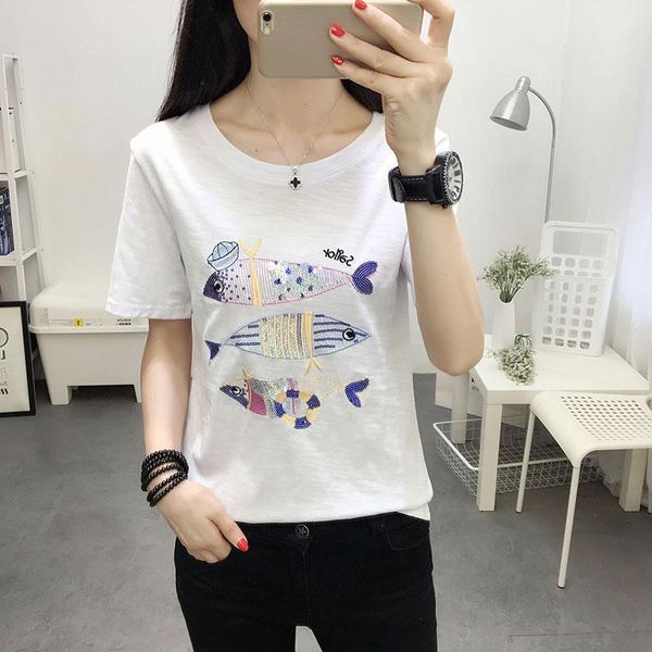 women's t-shirt volocean womens 2021 summwe women shirt cartoon tees cotton woman blusas o-neck tshirt female embroidery tee, White
women's t-shirt volocean womens 2021 summwe women shirt cartoon tees cotton woman blusas o-neck tshirt female embroidery tee, White