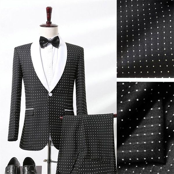 men's suits & blazers 2 piece men white dot wedding tuxedo customized fit slim one button handsome party coat+pant, White;black
men's suits & blazers 2 piece men white dot wedding tuxedo customized fit slim one button handsome party coat+pant, White;black