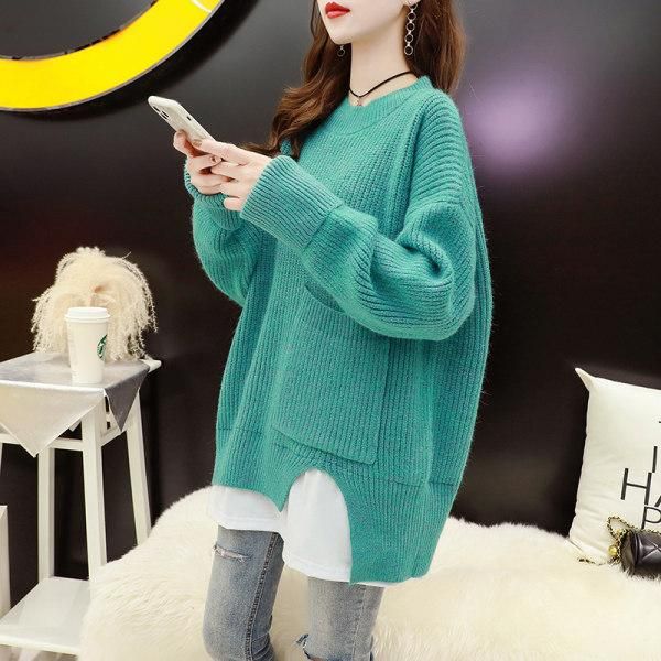 women's sweaters autumn and winter personality fake two-piece lazy style knitted pullover top, White;black
women's sweaters autumn and winter personality fake two-piece lazy style knitted pullover top, White;black