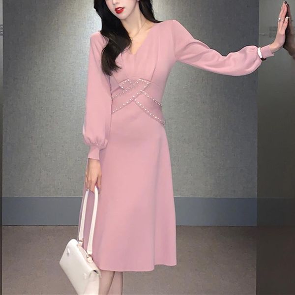 casual dresses retro fashion knitted dress v-neck nail drill sweater solid long-sleeved pullover sweaters cross waist elegant clothing, Black;gray
casual dresses retro fashion knitted dress v-neck nail drill sweater solid long-sleeved pullover sweaters cross waist elegant clothing, Black;gray