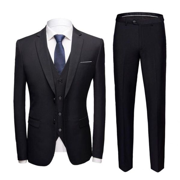 men's suits & blazers business suit 3 piece set slim plus size solid color straight pants separates for wedding, White;black
men's suits & blazers business suit 3 piece set slim plus size solid color straight pants separates for wedding, White;black
