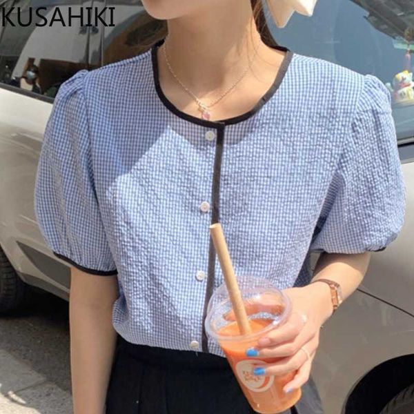 kusahiki puff sleeve plaid blouses causal o-neck single breasted woman shirts summer sweet blusas mujer de moda 6j621 210602, White
kusahiki puff sleeve plaid blouses causal o-neck single breasted woman shirts summer sweet blusas mujer de moda 6j621 210602, White