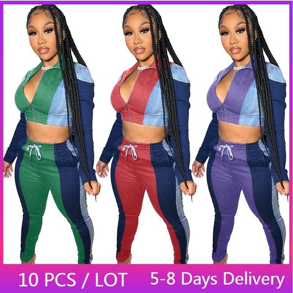 women's two piece pants wholesale fall clothes printed casual tracksuit women streetwear color patchwork sport set jacket skinny, White
women's two piece pants wholesale fall clothes printed casual tracksuit women streetwear color patchwork sport set jacket skinny, White