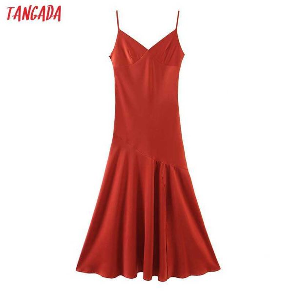 tangada women solid color red satin dress strap adjust sleeveless fashion lady long dress 1m22 210609, Black;gray
tangada women solid color red satin dress strap adjust sleeveless fashion lady long dress 1m22 210609, Black;gray