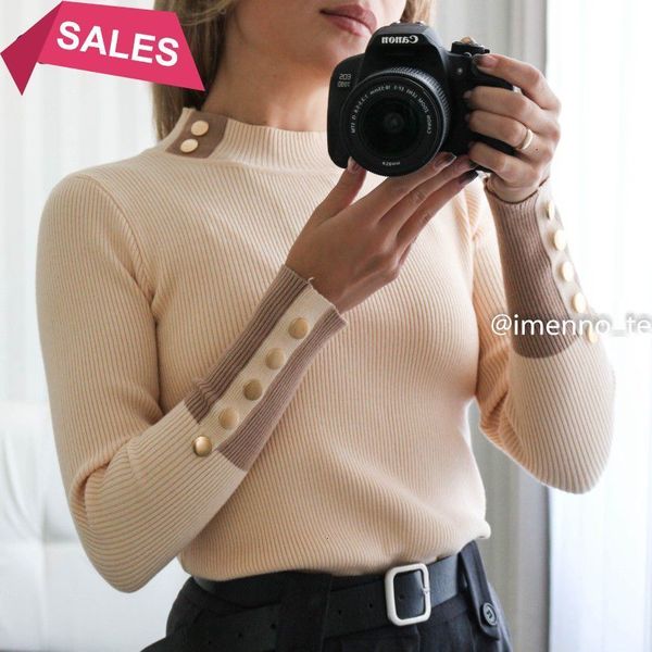 color 2021 new block women's euro style button down woman pullovers sweater soft crewneck female jumper knitted pull femm ftoh, White;black
color 2021 new block women's euro style button down woman pullovers sweater soft crewneck female jumper knitted pull femm ftoh, White;black