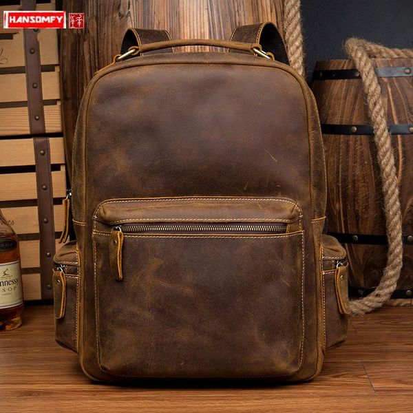 backpack vintage crazy horse leather men's travel backpacks first layer lapbag large capacity shoulder bags male
backpack vintage crazy horse leather men's travel backpacks first layer lapbag large capacity shoulder bags male