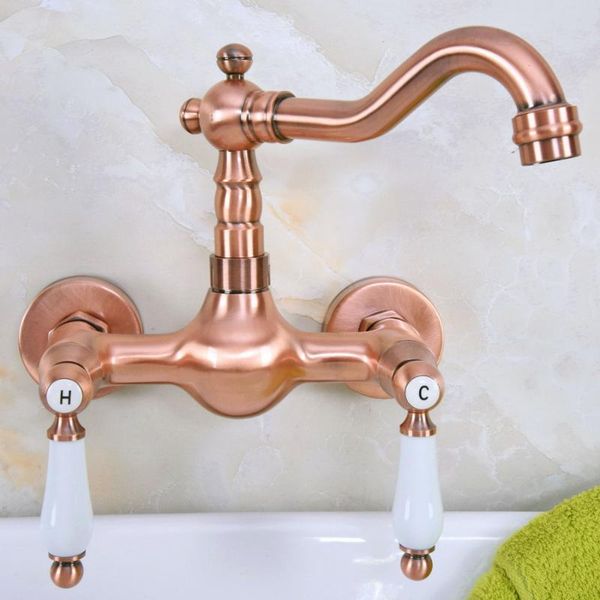 bathroom sink faucets antique red copper brass kitchen faucet mixer tap swivel spout wall mounted dual ceramic levers handles mnf949
bathroom sink faucets antique red copper brass kitchen faucet mixer tap swivel spout wall mounted dual ceramic levers handles mnf949