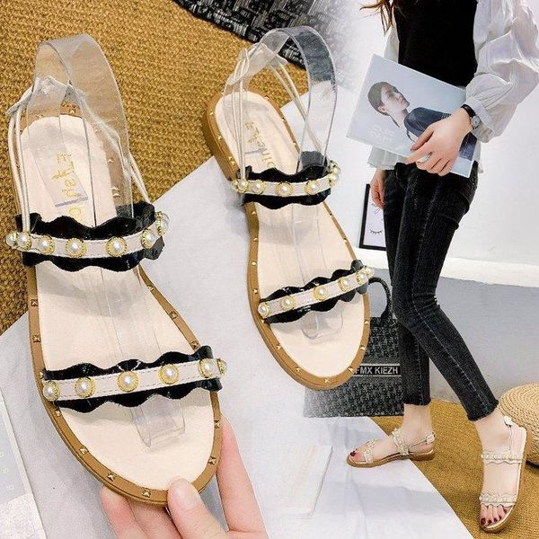 fashion new women's sandals trend simple pearl decoration temperament all-match casual women's sandals 2021, Black
fashion new women's sandals trend simple pearl decoration temperament all-match casual women's sandals 2021, Black