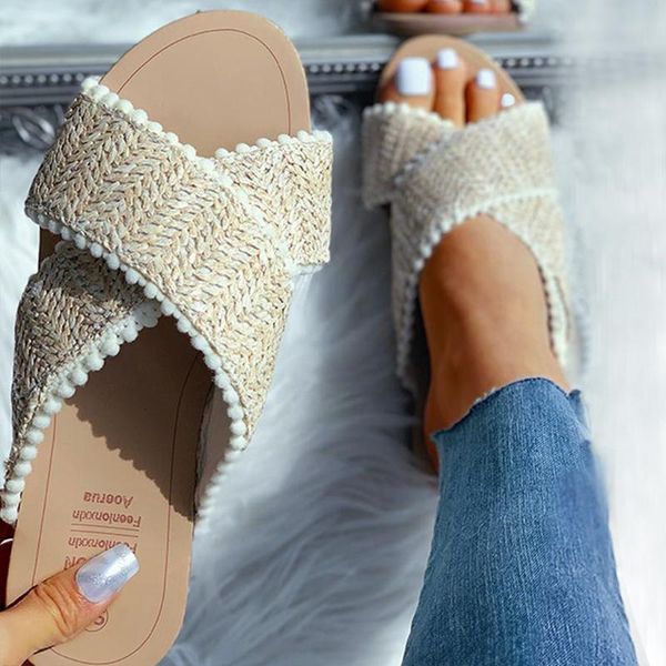 slippers bohemian women summer linen sandals cross strap open toe beach flat shoes indoor femme pantoufles sandalias, Black
slippers bohemian women summer linen sandals cross strap open toe beach flat shoes indoor femme pantoufles sandalias, Black