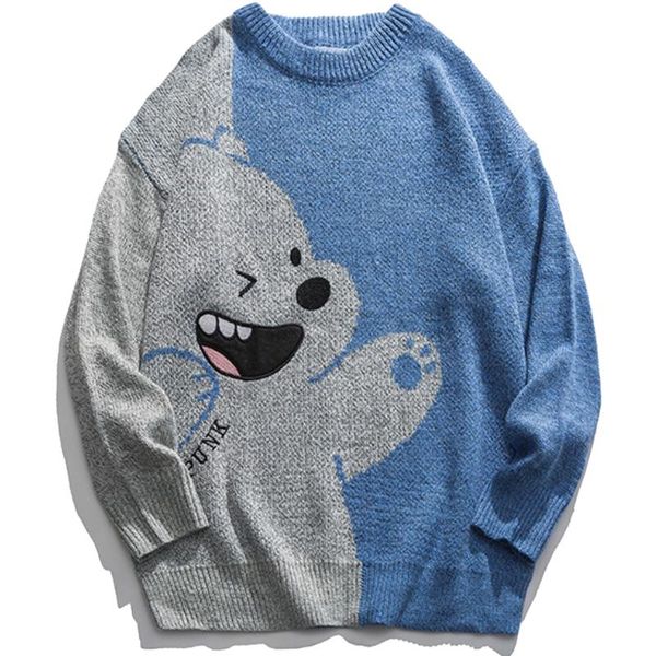 men's sweaters hip hop harajuku oversized sweater men winter japanese cartoon bear loose casual pullover knitted vintage streetwear, White;black
men's sweaters hip hop harajuku oversized sweater men winter japanese cartoon bear loose casual pullover knitted vintage streetwear, White;black