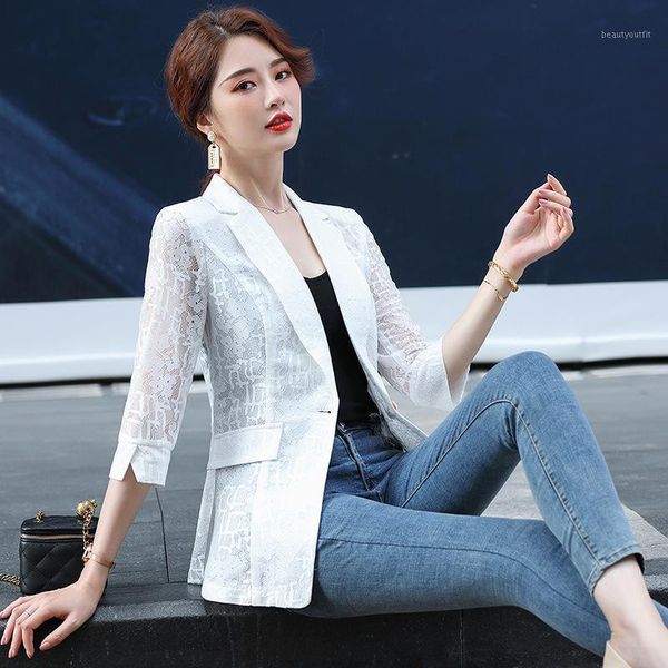 women's suits & blazers casual hollow out lace net red small suit slim fitting korean thin coat 2021 spring and summer style, White;black
women's suits & blazers casual hollow out lace net red small suit slim fitting korean thin coat 2021 spring and summer style, White;black