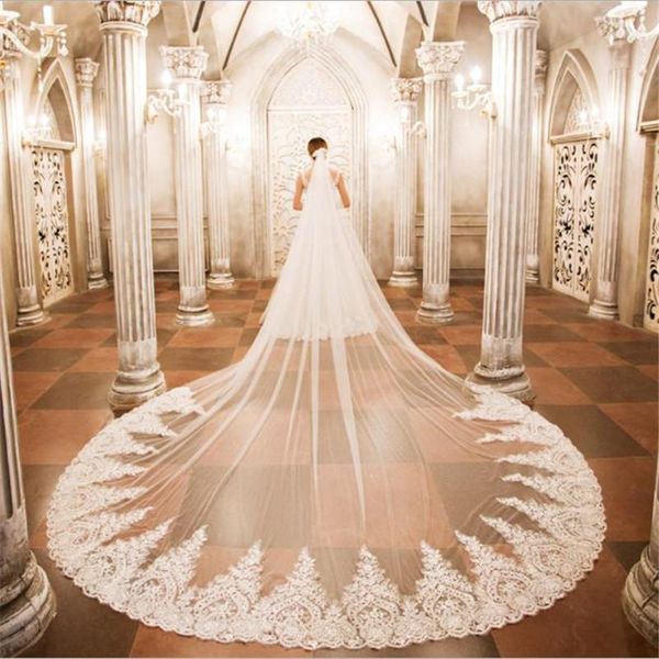 bridal veils ivory white soft wedding veil lace edge cathedral veu de noiva 3 meters wide with comb, Black
bridal veils ivory white soft wedding veil lace edge cathedral veu de noiva 3 meters wide with comb, Black