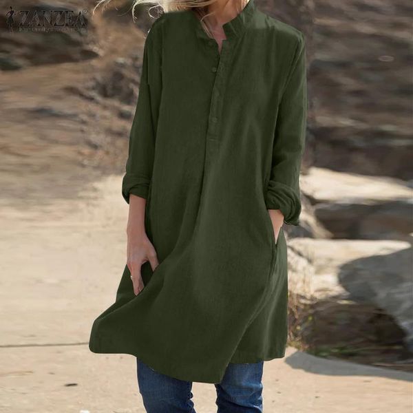 women's blouses & shirts elegant button spring zanzea 2021 casual long sleeve blusas female solid pockets tunic chemise, White
women's blouses & shirts elegant button spring zanzea 2021 casual long sleeve blusas female solid pockets tunic chemise, White