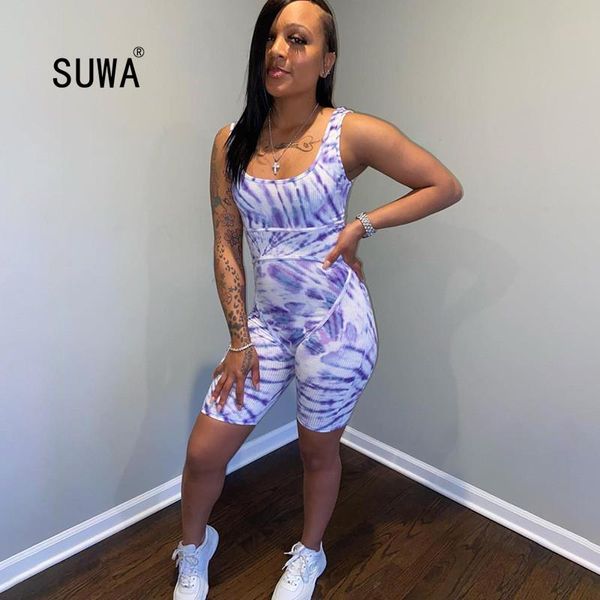 women's jumpsuits & rompers suwa 2021 women casual colorful tie dye print skinng sport short jumpsuit summer tanks sleeve lady playsuit, Black;white
women's jumpsuits & rompers suwa 2021 women casual colorful tie dye print skinng sport short jumpsuit summer tanks sleeve lady playsuit, Black;white