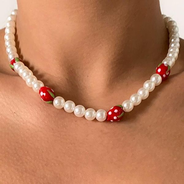 chokers creative simulation pearl beaded necklace for women girls red color white dot print strawberry cute accessories, Golden;silver
chokers creative simulation pearl beaded necklace for women girls red color white dot print strawberry cute accessories, Golden;silver