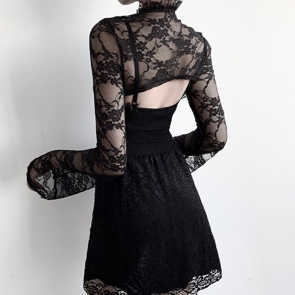 women trumpet long sleeve hollow out lace crop goth punk female spring trumpet sleeve bodycon t-shirt, White
women trumpet long sleeve hollow out lace crop goth punk female spring trumpet sleeve bodycon t-shirt, White