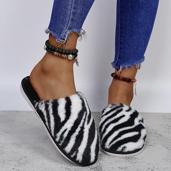 slippers women's zebra pattern winter shoes faux fur flats 3.5cm high heel xl, Black
slippers women's zebra pattern winter shoes faux fur flats 3.5cm high heel xl, Black