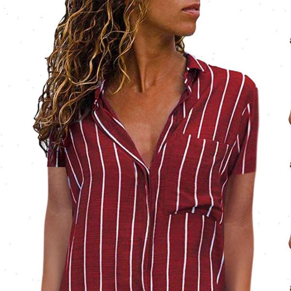 long sleeve shirt women casual striped printing short sleeve womens shirt blouse button down casual ladies summer, White
long sleeve shirt women casual striped printing short sleeve womens shirt blouse button down casual ladies summer, White
