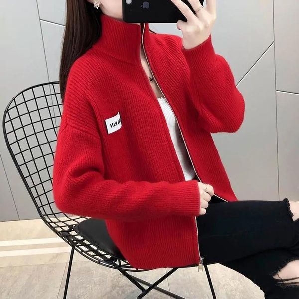 women's knits & tees 2021 fashion zipper knite sweater jacket women loose lazy style pure color cardigan stand-up collar coat femme tr, White
women's knits & tees 2021 fashion zipper knite sweater jacket women loose lazy style pure color cardigan stand-up collar coat femme tr, White