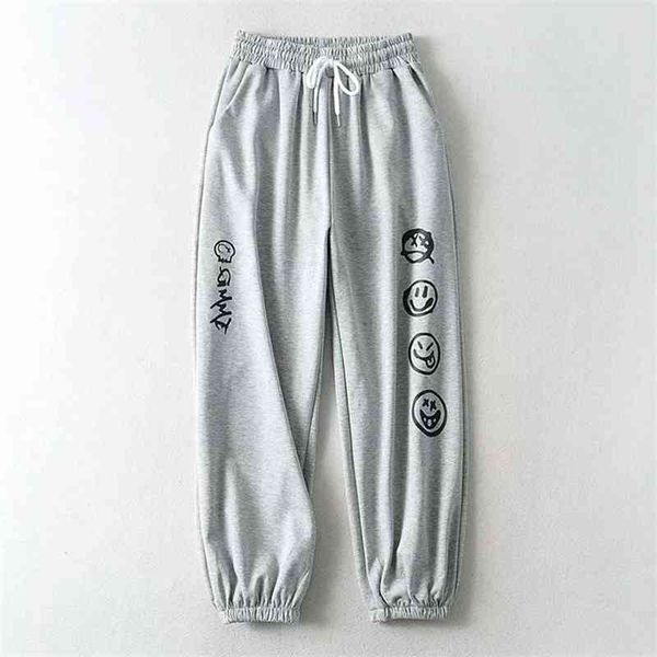 ins smiley face printed women's sports pants autumn new college style elastic waist hemlock harem pants, Black
ins smiley face printed women's sports pants autumn new college style elastic waist hemlock harem pants, Black