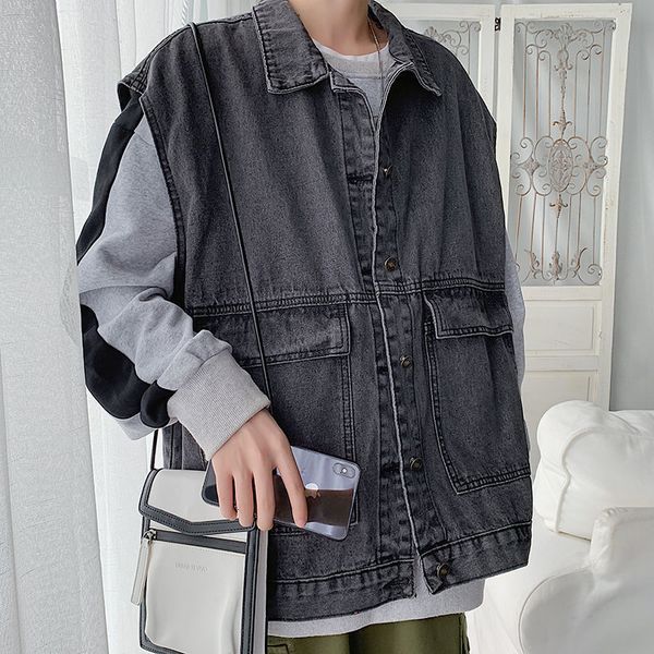 men's jackets spring denim vest loose korean style solid color turn-down collar harajuku clothes handsome jean u2d5, Black;brown
men's jackets spring denim vest loose korean style solid color turn-down collar harajuku clothes handsome jean u2d5, Black;brown
