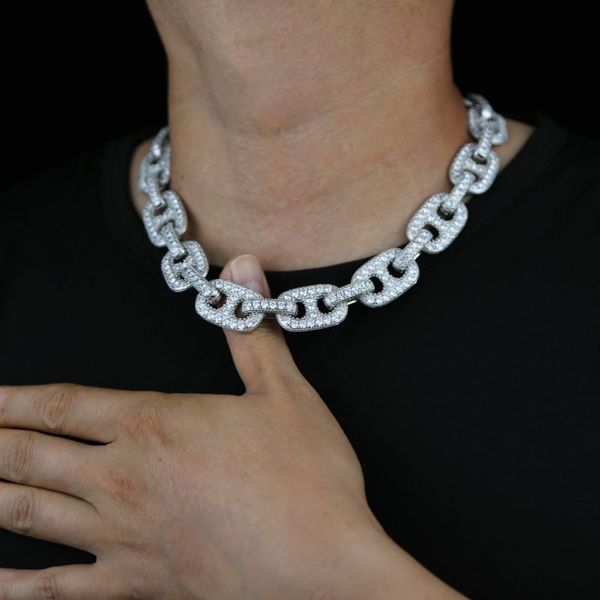 chains wholesale factory price hip hop men necklace with full crystal paved 19mm wide coffee bead cuban chain gold plated punk jewelry, Silver 
chains wholesale factory price hip hop men necklace with full crystal paved 19mm wide coffee bead cuban chain gold plated punk jewelry, Silver
