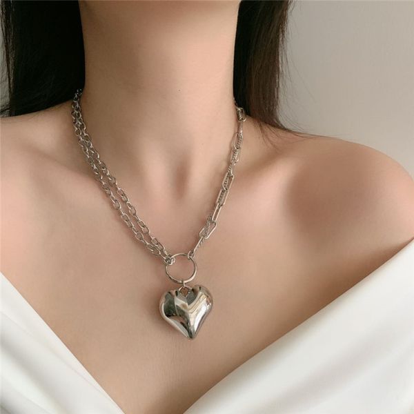 hbp fashion unsymmetrical chain peach heart necklace, Silver 
hbp fashion unsymmetrical chain peach heart necklace, Silver