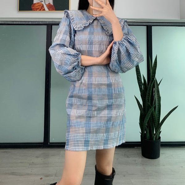 new ruffles trim peter pan collar women mini sleeve sweet plaid ladies short es 2021 early spring wy4n, Black;gray
new ruffles trim peter pan collar women mini sleeve sweet plaid ladies short es 2021 early spring wy4n, Black;gray