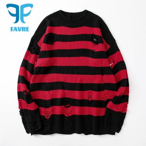 men's sweaters favre high street destroyed ripped hole stripe knitting sweater couple pullovers men hip hop autumn winter women jumper, White;black
men's sweaters favre high street destroyed ripped hole stripe knitting sweater couple pullovers men hip hop autumn winter women jumper, White;black