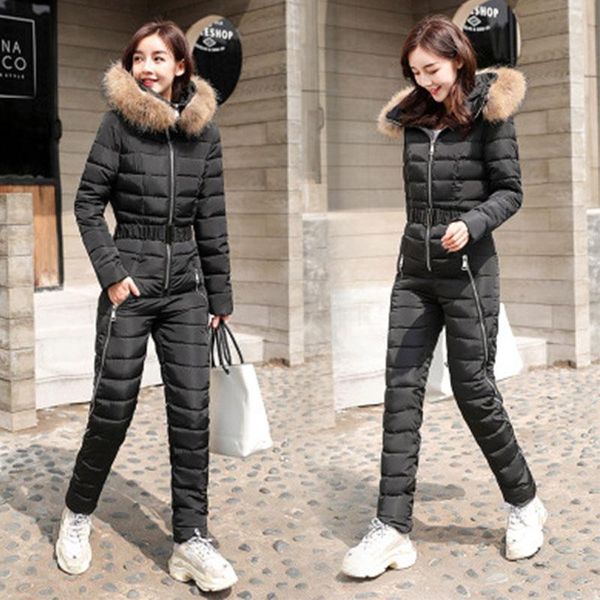 women's two piece pants 2021 women short suit casual hooded real fur collar set cotton coat loose warm outwear solid color siamese park, White 
women's two piece pants 2021 women short suit casual hooded real fur collar set cotton coat loose warm outwear solid color siamese park, White