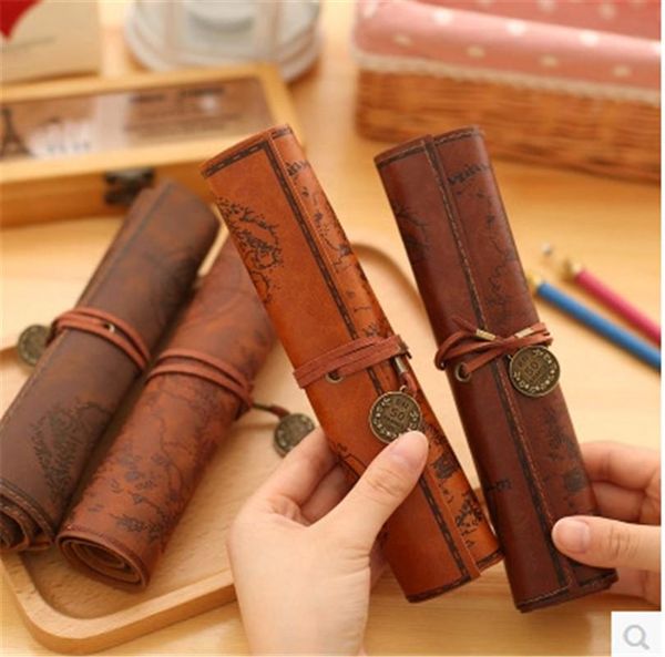 pencil bags creative treasure map retro canvas leather large-capacity roll case cute simple stationery
pencil bags creative treasure map retro canvas leather large-capacity roll case cute simple stationery