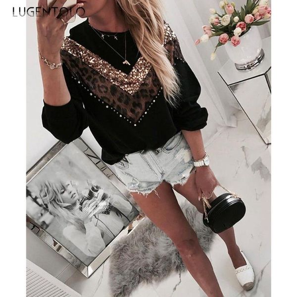 women's hoodies & sweatshirts lugentolo women autumn winter sequined leopard print stitching long-sleeved round neck casual, Black
women's hoodies & sweatshirts lugentolo women autumn winter sequined leopard print stitching long-sleeved round neck casual, Black