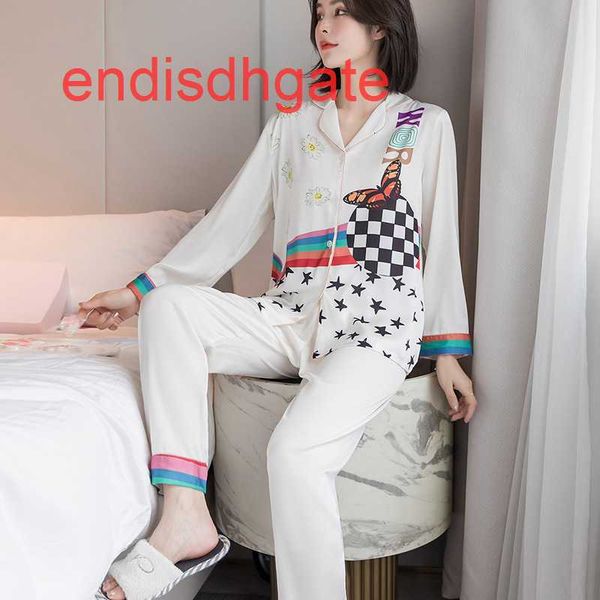 like pajamas small lapel cardigan long sleeve trousers two piece suit women's ice silk home clothes, Black;white
like pajamas small lapel cardigan long sleeve trousers two piece suit women's ice silk home clothes, Black;white