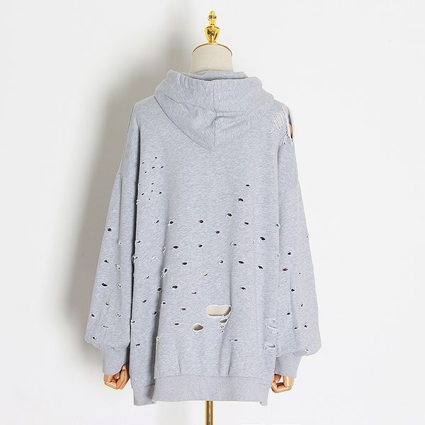 casual loose sweatshirt for female irregular hooded lantern long sleeve ripped hole pullovers women fashion clothes, Black
casual loose sweatshirt for female irregular hooded lantern long sleeve ripped hole pullovers women fashion clothes, Black