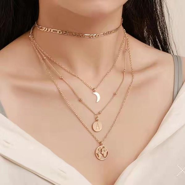 chains necklace women multi-layer creative personality round retro letter map item chain clavicle, Silver
chains necklace women multi-layer creative personality round retro letter map item chain clavicle, Silver
