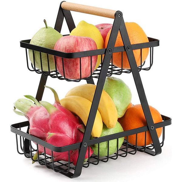 storage baskets portable metal bread basket 2-tier fruit bowl kitchen with wooden handle vegetable holder counterrack
storage baskets portable metal bread basket 2-tier fruit bowl kitchen with wooden handle vegetable holder counterrack