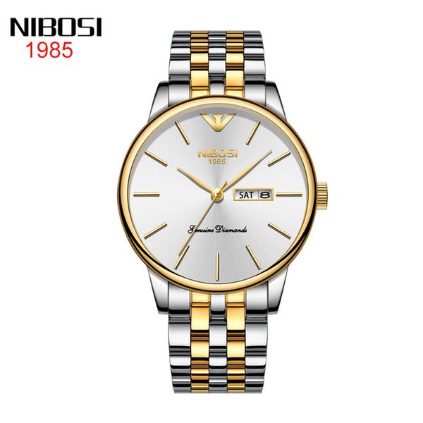 7 style nibosi two tone gold double calendar solid steel watch butterfly button depth waterproof men's watch wholesale 40mm white dail, Slivery;brown
7 style nibosi two tone gold double calendar solid steel watch butterfly button depth waterproof men's watch wholesale 40mm white dail, Slivery;brown
