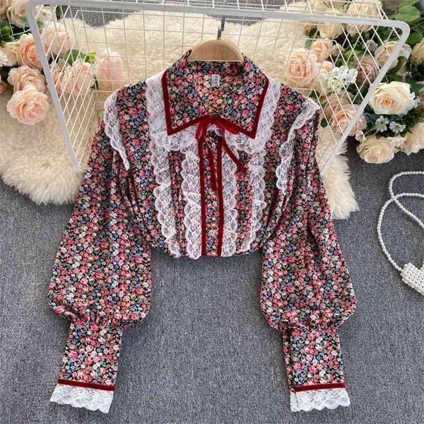women blouse shirt female fashion summer floral print lapel collar puff sleeve lace splicing casual loose blusas 210603, White
women blouse shirt female fashion summer floral print lapel collar puff sleeve lace splicing casual loose blusas 210603, White